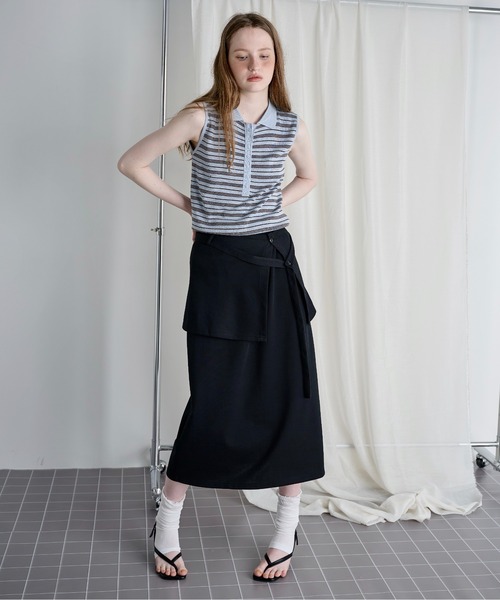 LOSCa(ロスカ)の「ラップスカート付き Iラインスカート(スカート・レディース・グレー/ブラック・FREE)」の19枚目の写真