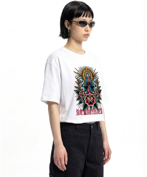 REBRENNER(リブレンナー)の「DTF 20番手 グアダルーペスタンダード 半袖Tシャツ ホワイト(Tシャツ/カットソー・レディース・ホワイト・3XL/4XL/SMALL/MEDIUM/LARGE/X-LARGE/2XL)」の1枚目の写真
