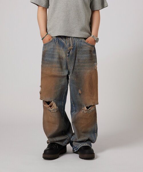 WHO'S WHO gallery(フーズフーギャラリー)の「【BLESS YOU】 ダメージボロデニム(デニムパンツ・メンズ・サックスブルー・LARGE/MEDIUM/SMALL/X-SMALL)」の12枚目の写真