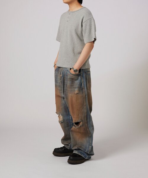 WHO'S WHO gallery(フーズフーギャラリー)の「【26AW LOOK掲載品番】【BLESS YOU】 ダメージボロデニム(デニムパンツ・メンズ・サックスブルー・LARGE/MEDIUM/SMALL/X-SMALL)」の9枚目の写真