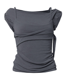 Layered Bustier T-Shirt (FL-108_Charcoal)
