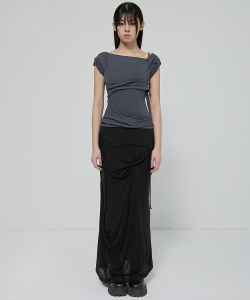 FLAREUP(フレアアップ)の「Layered Bustier T-Shirt (FL-108_Charcoal)(Tシャツ/カットソー・レディース・チャコールグレー・OS)」の3枚目の写真