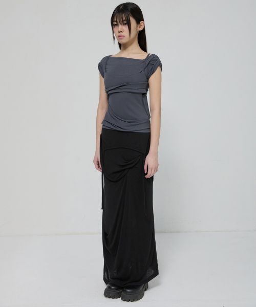 FLAREUP(フレアアップ)の「Layered Bustier T-Shirt (FL-108_Charcoal)(Tシャツ/カットソー・レディース・チャコールグレー・OS)」の2枚目の写真