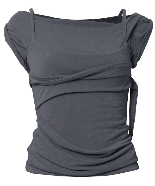 FLAREUP(フレアアップ)の「Layered Bustier T-Shirt (FL-108_Charcoal)(Tシャツ/カットソー・レディース・チャコールグレー・OS)」の10枚目の写真
