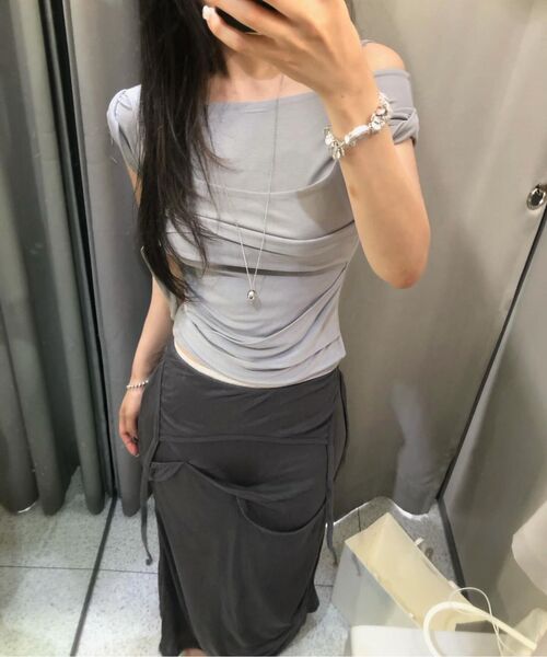 FLAREUP(フレアアップ)の「Layered Bustier T-Shirt (FL-108_Charcoal)(Tシャツ/カットソー・レディース・チャコールグレー・OS)」の20枚目の写真