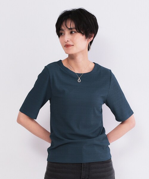 OPAQUE.CLIP(オペークドットクリップ)の「シアーメランジリブカットソー【洗濯機OK】(Tシャツ/カットソー・レディース・ブルー系その他/ホワイト/ブラック・00)」の3枚目の写真