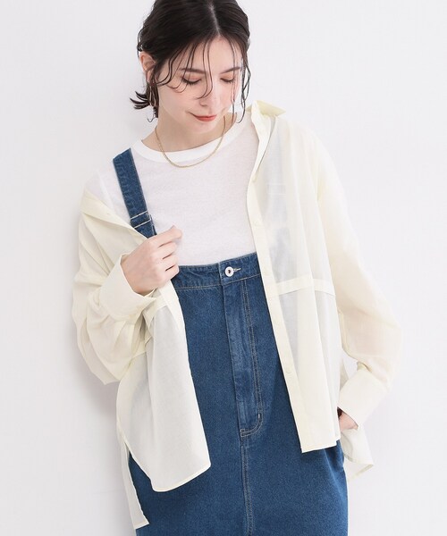 OPAQUE.CLIP(オペークドットクリップ)の「シアーメランジリブカットソー【洗濯機OK】(Tシャツ/カットソー・レディース・ブルー系その他/ホワイト/ブラック・00)」の10枚目の写真