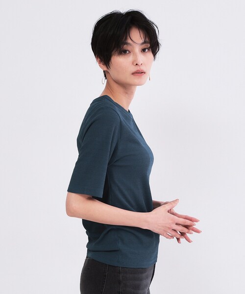 OPAQUE.CLIP(オペークドットクリップ)の「シアーメランジリブカットソー【洗濯機OK】(Tシャツ/カットソー・レディース・ブルー系その他/ホワイト/ブラック・00)」の22枚目の写真