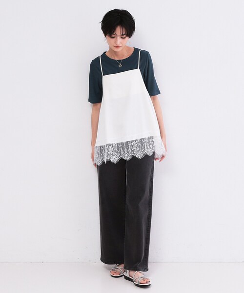 OPAQUE.CLIP(オペークドットクリップ)の「シアーメランジリブカットソー【洗濯機OK】(Tシャツ/カットソー・レディース・ブルー系その他/ホワイト/ブラック・00)」の21枚目の写真