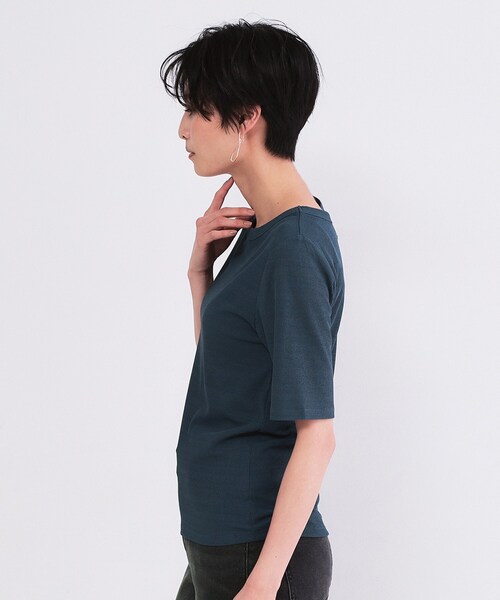 OPAQUE.CLIP(オペークドットクリップ)の「シアーメランジリブカットソー【洗濯機OK】(Tシャツ/カットソー・レディース・ブルー系その他/ホワイト/ブラック・00)」の17枚目の写真