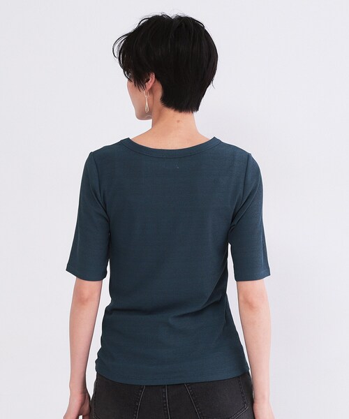 OPAQUE.CLIP(オペークドットクリップ)の「シアーメランジリブカットソー【洗濯機OK】(Tシャツ/カットソー・レディース・ブルー系その他/ホワイト/ブラック・00)」の16枚目の写真