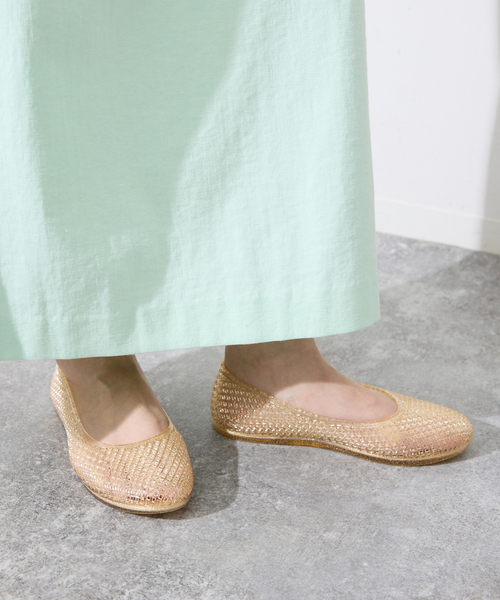MOHI(モヒ)の「《別注カラーあり》MOHI/モヒ メッシュフラットシューズ 3-2533- PVC(パンプス・レディース・ベージュ/ブラック・38/37/36/39)」の10枚目の写真