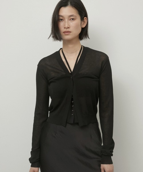 LA PEAU DE GEM(ラポドゥジェム)の「【LA PEAU DE GEM】buri 2p knit cardigan/ブリ2Pニットカーディガン(カーディガン/ボレロ・レディース・グレー/ブラック・FREE)」の1枚目の写真