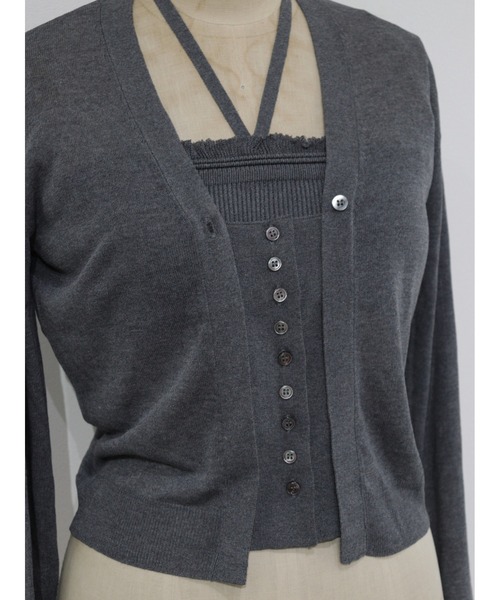 LA PEAU DE GEM(ラポドゥジェム)の「【LA PEAU DE GEM】buri 2p knit cardigan/ブリ2Pニットカーディガン(カーディガン/ボレロ・レディース・グレー/ブラック・FREE)」の14枚目の写真