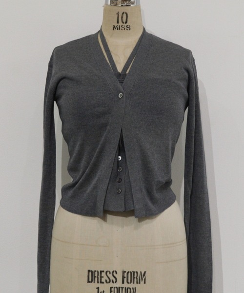 LA PEAU DE GEM(ラポドゥジェム)の「【LA PEAU DE GEM】buri 2p knit cardigan/ブリ2Pニットカーディガン(カーディガン/ボレロ・レディース・グレー/ブラック・FREE)」の13枚目の写真