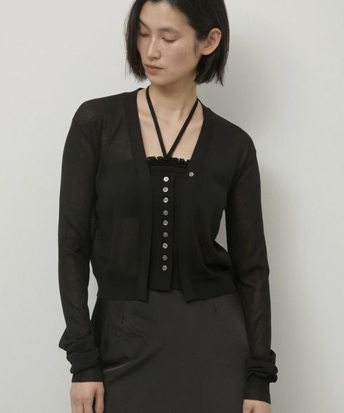 LA PEAU DE GEM(ラポドゥジェム)の「【LA PEAU DE GEM】buri 2p knit cardigan/ブリ2Pニットカーディガン(カーディガン/ボレロ・レディース・グレー/ブラック・FREE)」の9枚目の写真