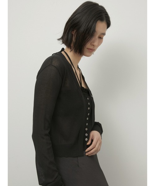 LA PEAU DE GEM(ラポドゥジェム)の「【LA PEAU DE GEM】buri 2p knit cardigan/ブリ2Pニットカーディガン(カーディガン/ボレロ・レディース・グレー/ブラック・FREE)」の8枚目の写真