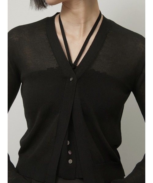 LA PEAU DE GEM(ラポドゥジェム)の「【LA PEAU DE GEM】buri 2p knit cardigan/ブリ2Pニットカーディガン(カーディガン/ボレロ・レディース・グレー/ブラック・FREE)」の6枚目の写真