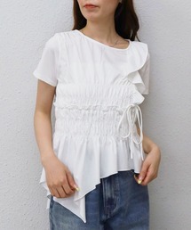【アシメフリルで視線を惹く主役TEE】アシメギャザーフリルTEE