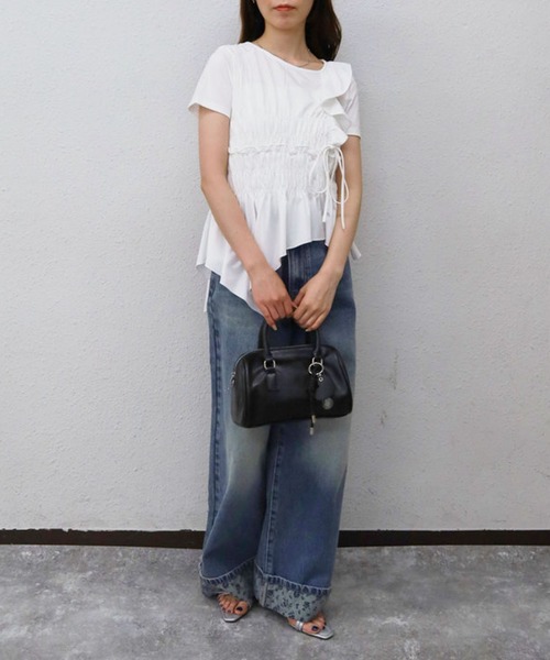 archives(アルシーヴ)の「【アシメフリルで視線を惹く主役TEE】アシメギャザーフリルTEE(Tシャツ/カットソー・レディース・クリーム/ブラック/オフホワイト・MEDIUM)」の21枚目の写真