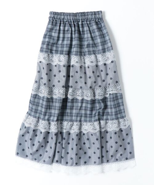 leune(ルネ)の「チェック×ドット切り替えティアードスカート(スカート・レディース・ブラック・SMALL/MEDIUM/LARGE)」の7枚目の写真