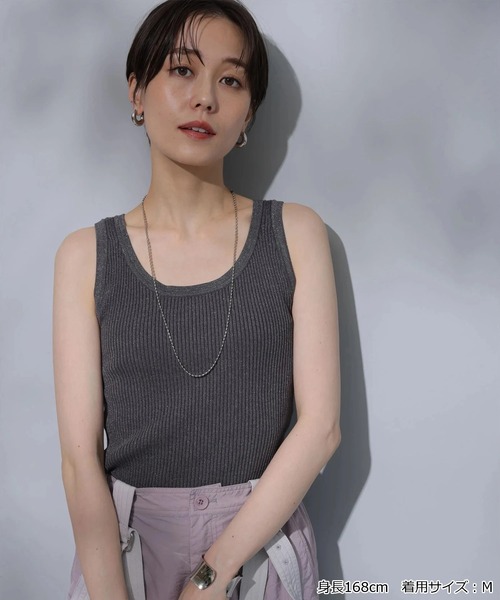Arpege story(アルページュストーリー)の「ラメリブニットタンク(ニット/セーター・レディース・チャコールグレー/ピンク系その他5/モカ/ベージュ/ブラック・2)」の16枚目の写真