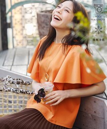 【シルクタッチさら魅せTシャツ】袖フレア プルオーバー