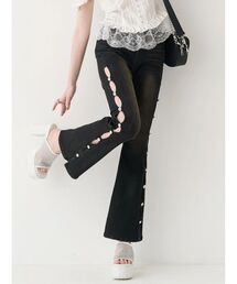 EVRIS | 【完売カラー再生産!】サイドビジューフレアデニムパンツ(デニムパンツ)