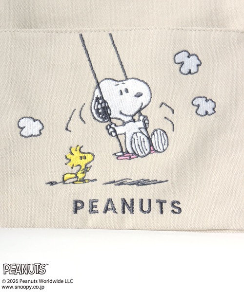 PEANUTS(ピーナッツ)の「PEANUTS SNOOPY(ピーナッツ スヌーピー)刺繍 ミニトートバッグ/レディース キャンバストート ランチバッグ ハンドバッグ キャラクター(トートバッグ・レディース・ブラック/ベージュ/グレー・FREE)」の7枚目の写真
