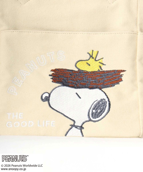 PEANUTS(ピーナッツ)の「PEANUTS SNOOPY(ピーナッツ スヌーピー)刺繍 ミニトートバッグ/レディース キャンバストート ランチバッグ ハンドバッグ キャラクター(トートバッグ・レディース・ブラック/ベージュ/グレー・FREE)」の10枚目の写真