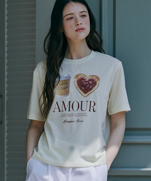 MALOUPE(マロップ)の「5218 アモールグラフィックTシャツ(イエロー)(Tシャツ/カットソー・レディース・イエロー・FREE)」の2枚目の写真