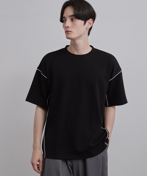 tk.TAKEO KIKUCHI(ティーケータケオキクチ)の「パイピングカットソー(Tシャツ/カットソー・メンズ・ホワイト/ブラック・02/03)」の8枚目の写真