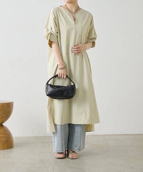 ear PAPILLONNER(イアパピヨネ)の「ハートネック袖タックワンピース【SUM1 STYLE】(ワンピース・レディース・ライトベージュ/ブラック・FREE)」の12枚目の写真