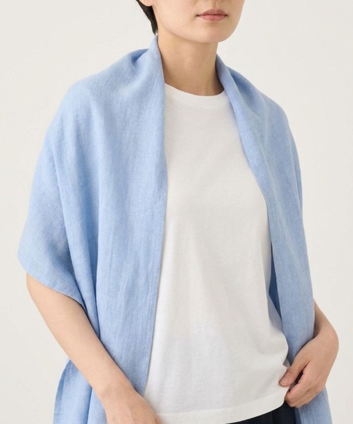 Rouge vif(ルージュヴィフ)の「【Sauths/サウス】リネンロングストール(ストール/ショール・レディース・ベージュ/ブルー・フリー)」の5枚目の写真
