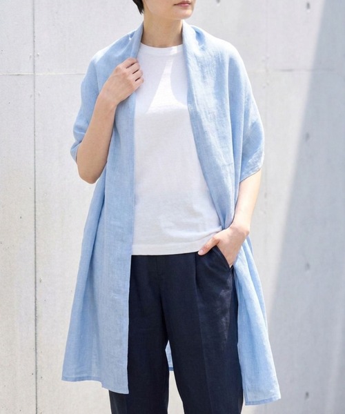 Rouge vif(ルージュヴィフ)の「【Sauths/サウス】リネンロングストール(ストール/ショール・レディース・ベージュ/ブルー・フリー)」の3枚目の写真