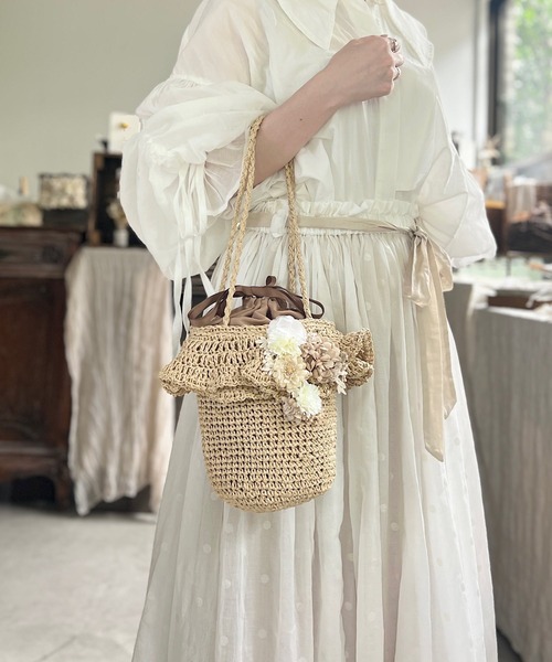 m soeur 花飾りのフリルショルダーバッグ WOMEN バッグ ショルダーバッグ