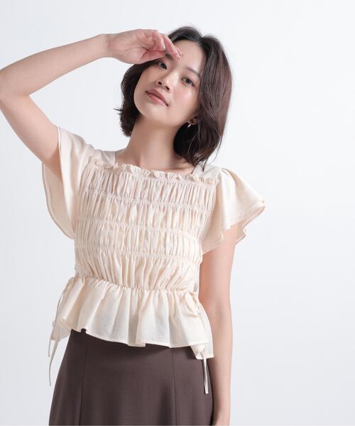 NATURAL BEAUTY BASIC(ナチュラルビューティーベーシック)の「レースアップフリルブラウス(シャツ/ブラウス・レディース・ブラック系その他2/ピンク/オフホワイト・フリ-)」の3枚目の写真