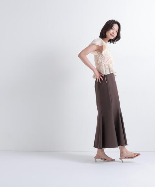 NATURAL BEAUTY BASIC(ナチュラルビューティーベーシック)の「レースアップフリルブラウス(シャツ/ブラウス・レディース・ブラック系その他2/ピンク/オフホワイト・フリ-)」の4枚目の写真