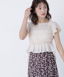 NATURAL BEAUTY BASIC | レースアップフリルブラウス(シャツ/ブラウス)
