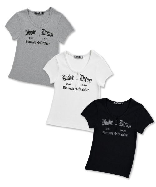 DAMISH(ダミシュ)の「アボーブドリームレタリングスナップボタンスリーブ_グレー(Tシャツ/カットソー・レディース・グレー・OS)」の5枚目の写真