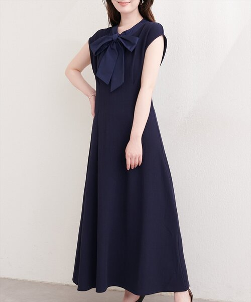natural couture(ナチュラルクチュール)の「リボン付きノースリワンピース(ワンピース・レディース・ブルー系その他/オフホワイト/ネイビー/ブラック・FREE)」の12枚目の写真