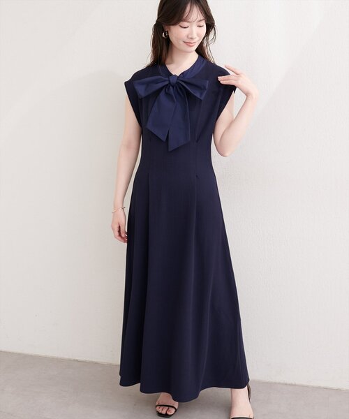 natural couture(ナチュラルクチュール)の「リボン付きノースリワンピース(ワンピース・レディース・ブルー系その他/オフホワイト/ネイビー/ブラック・FREE)」の11枚目の写真