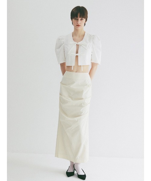 CLANE(クラネ)の「CLANE/クラネ/RIBBON SHORT BLOUSE(シャツ/ブラウス・レディース・ブラック/ホワイト・1)」の6枚目の写真