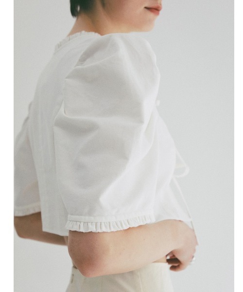 CLANE(クラネ)の「CLANE/クラネ/RIBBON SHORT BLOUSE(シャツ/ブラウス・レディース・ブラック/ホワイト・1)」の9枚目の写真