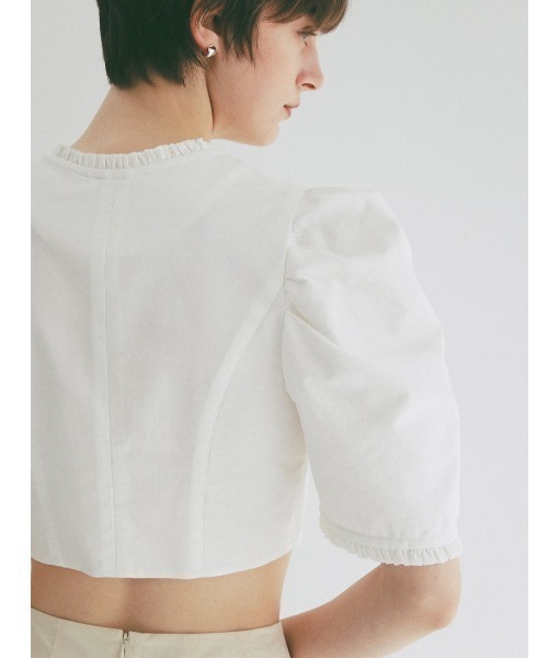 CLANE(クラネ)の「CLANE/クラネ/RIBBON SHORT BLOUSE(シャツ/ブラウス・レディース・ブラック/ホワイト・1)」の10枚目の写真