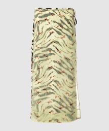 Shibori Organza/Printed Stretch Satin Skirt