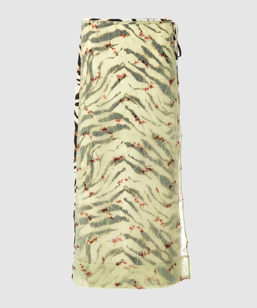GANNI(ガニー)の「Shibori Organza/Printed Stretch Satin Skirt(スカート・レディース・その他・36/38)」の1枚目の写真