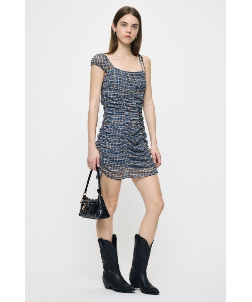 MOUSSY(マウジー)の「ASYMMETRY GATHER ミニドレス(ワンピース・レディース・ブルー系その他/ブラウン系その他/ブラック・2/1)」の19枚目の写真