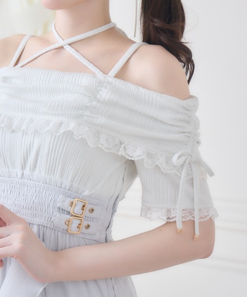 couture BY ROJITA（クチュールバイロジータ）の「オフショルドッキングティアードワンピース（ワンピース・レディース・ブラック/ホワイト/ピンク・FREE）」の22枚目の写真