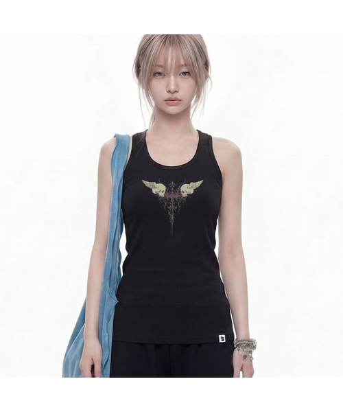 GRAVER（グレーバー）の「[ウィメンズ]TWINソリッドマンゴーノースリーブ_2カラー（Tシャツ/カットソー・レディース・ライトグレー/ブラック・ONE SIZE）」の2枚目の写真